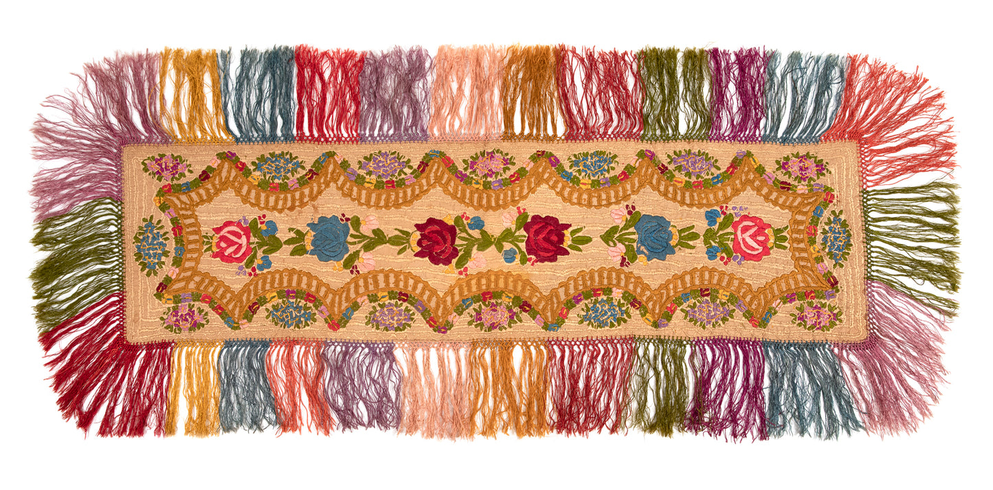 Matyó Embroidered Runner with Fringe