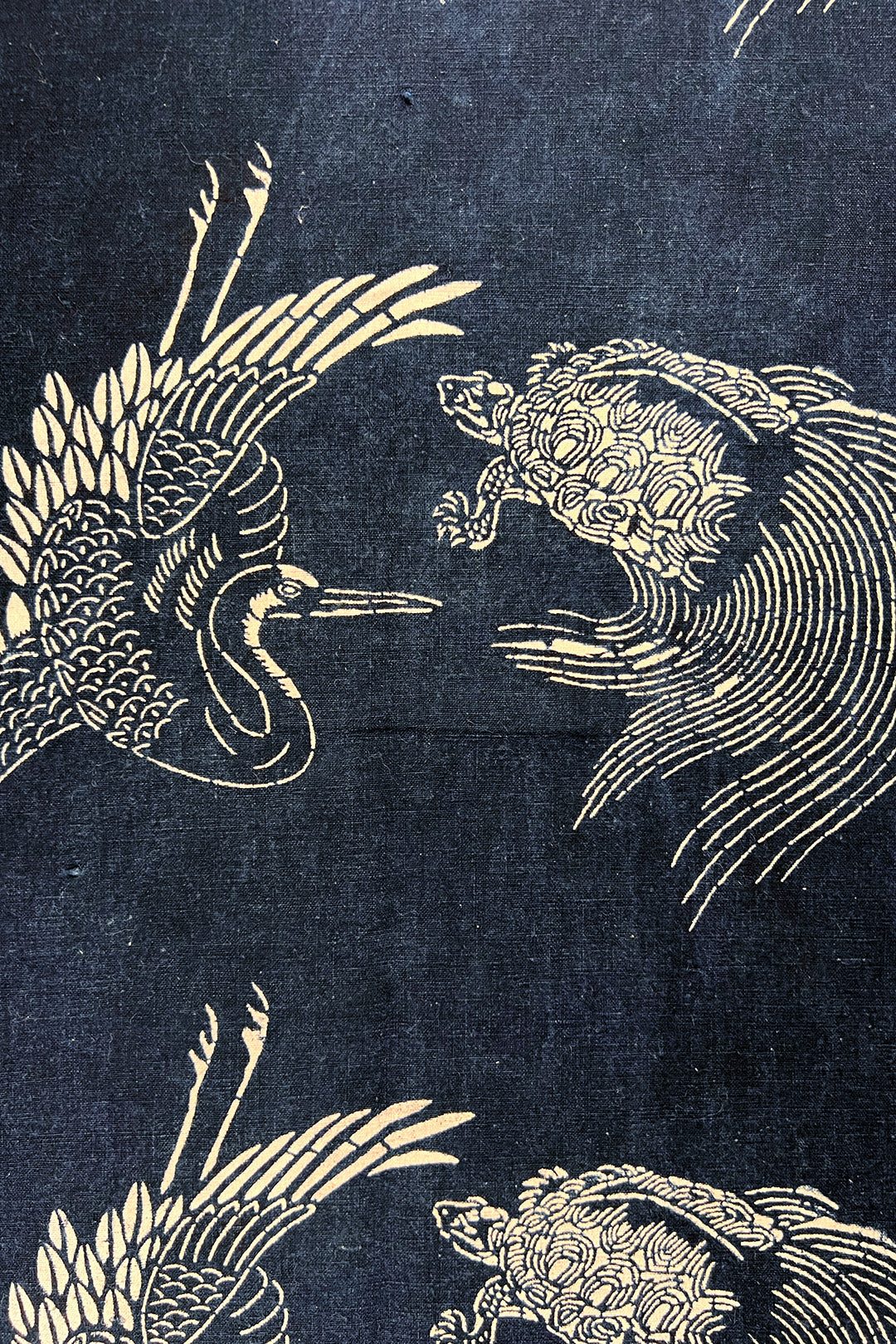 Crane & Turtle Katazome Panel