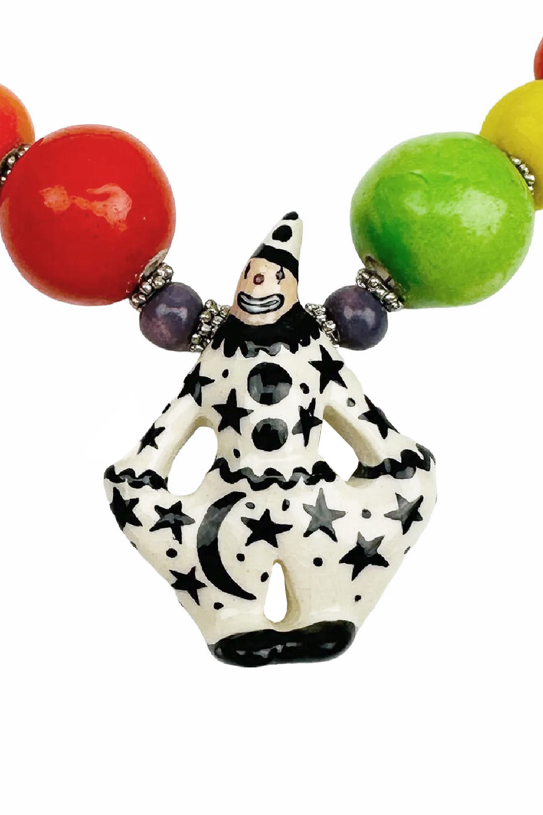 Parrot Pearls Ceramic Clown Necklace